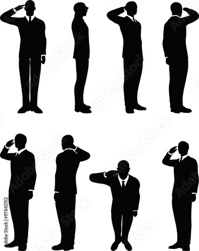 businessman silhouette in saluting