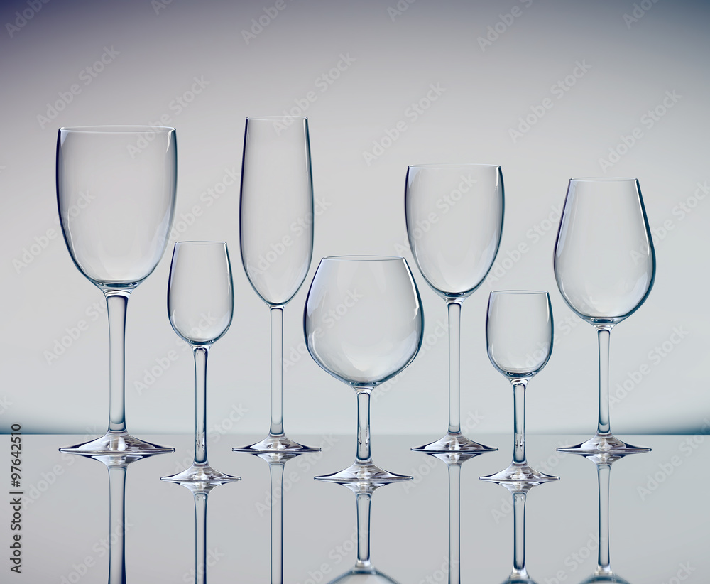 Set of various wine glasses