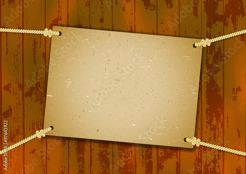 Rough card hanged with the ropes