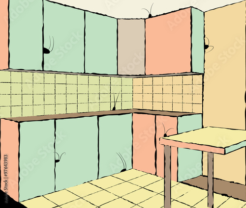 Kitchen with cockroachers