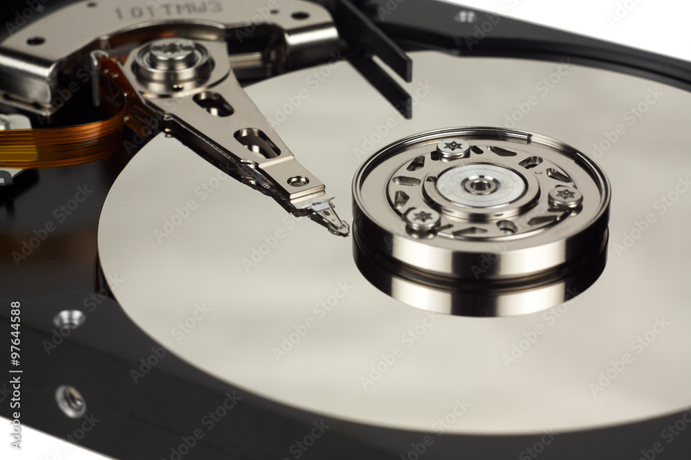 Hard disk drive internal components isolated on white background Hard disk drive internal components isolated on white background