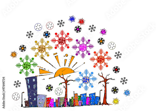 Palazzi colorati su sfondo bianco