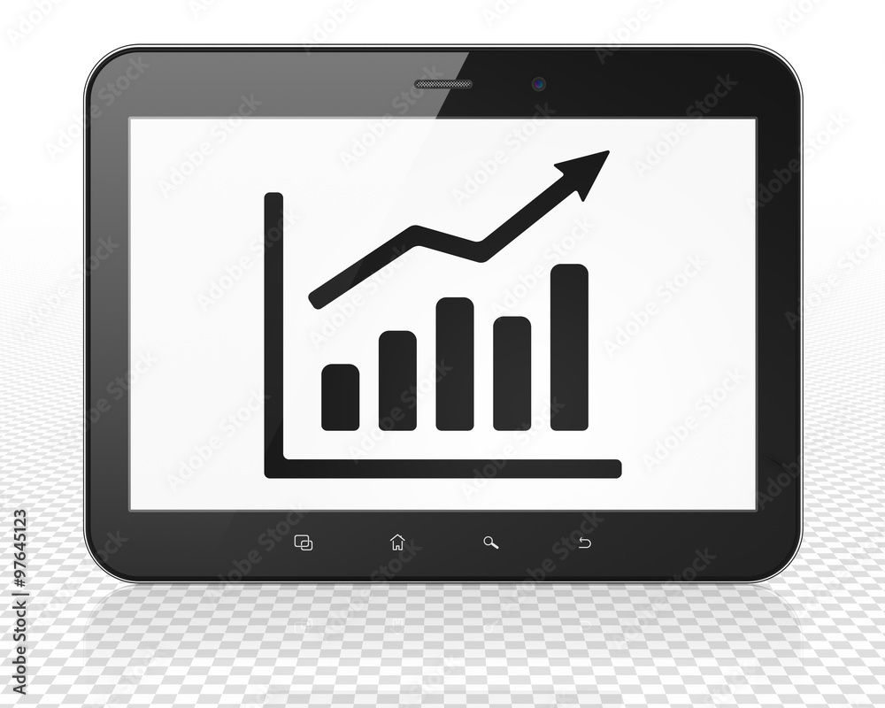 News concept: Tablet Pc Computer with Growth Graph on display News concept: Tablet Pc Computer with Growth Graph on display
