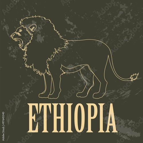 Ethiopia  landmarks. Retro styled image