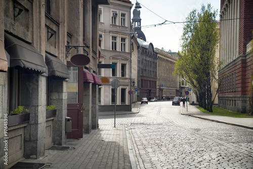 Empty streets of Riga old town.
