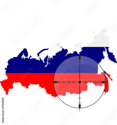 Russische Flaggen Karte mit Fadenkreuz