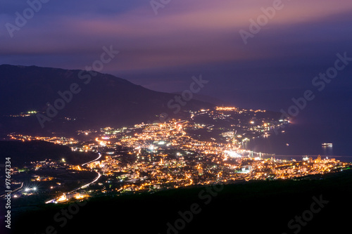 The view from the bird's-eye view of the city Yalta. Night. Crimea. Russia