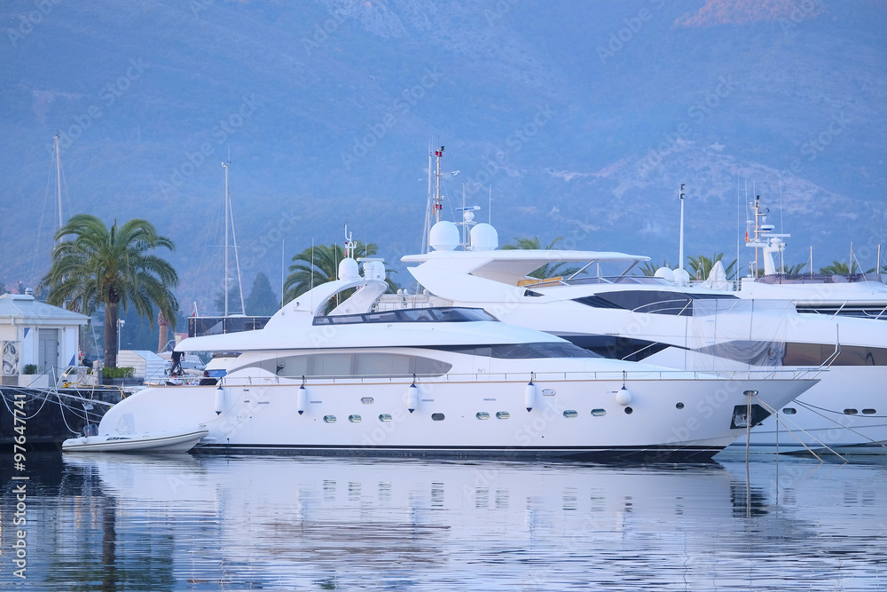 Landscape with the image of a Tivat harbour Landscape with the image of a Tivat harbour