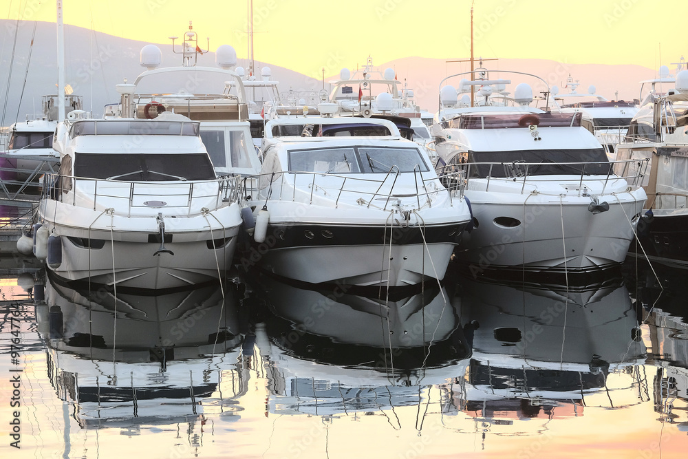 Fototapeta premium Landscape with the image of a Tivat harbour
