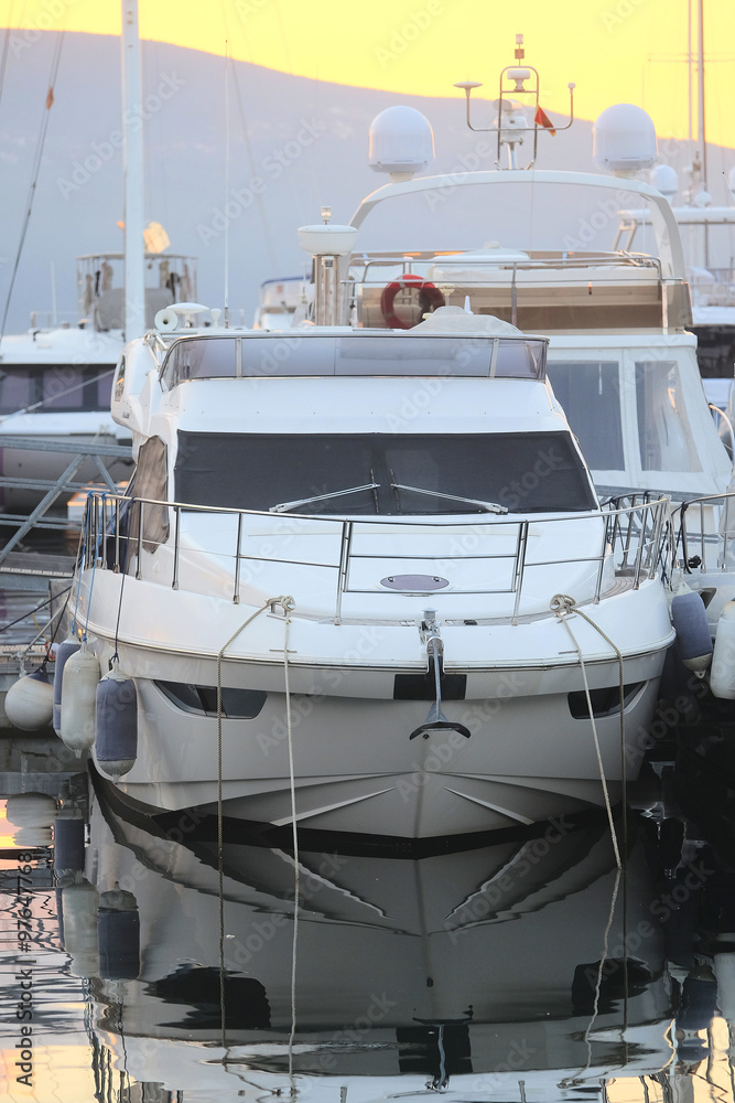 Fototapeta premium Landscape with the image of a Tivat harbour