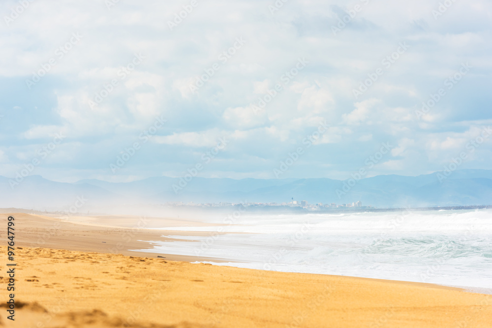 Long Sand Atlantic Beach with ocean waves Long Sand Atlantic Beach with ocean waves
