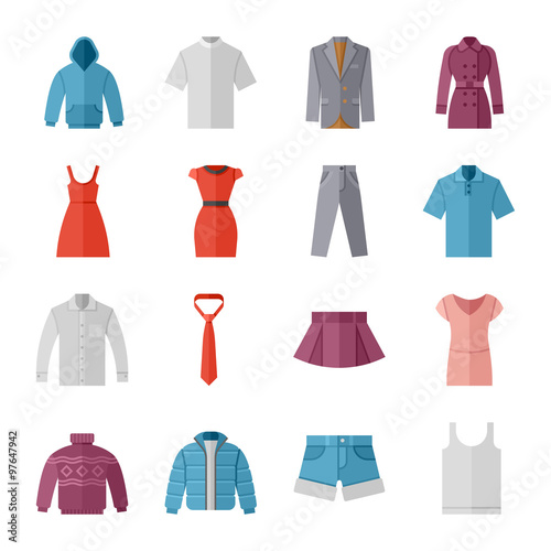 Fashion and clothes flat icons