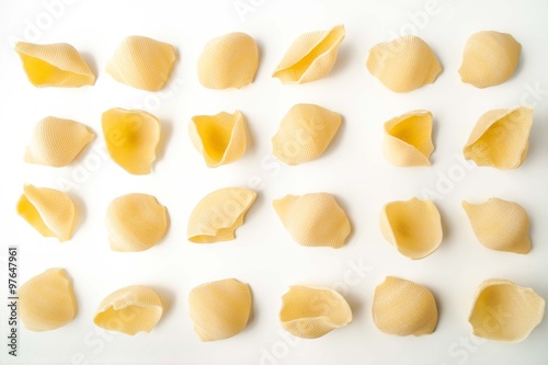 Italian pasta pattern on the white background horizontal