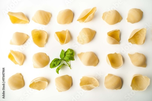Italian pasta pattern with green basil