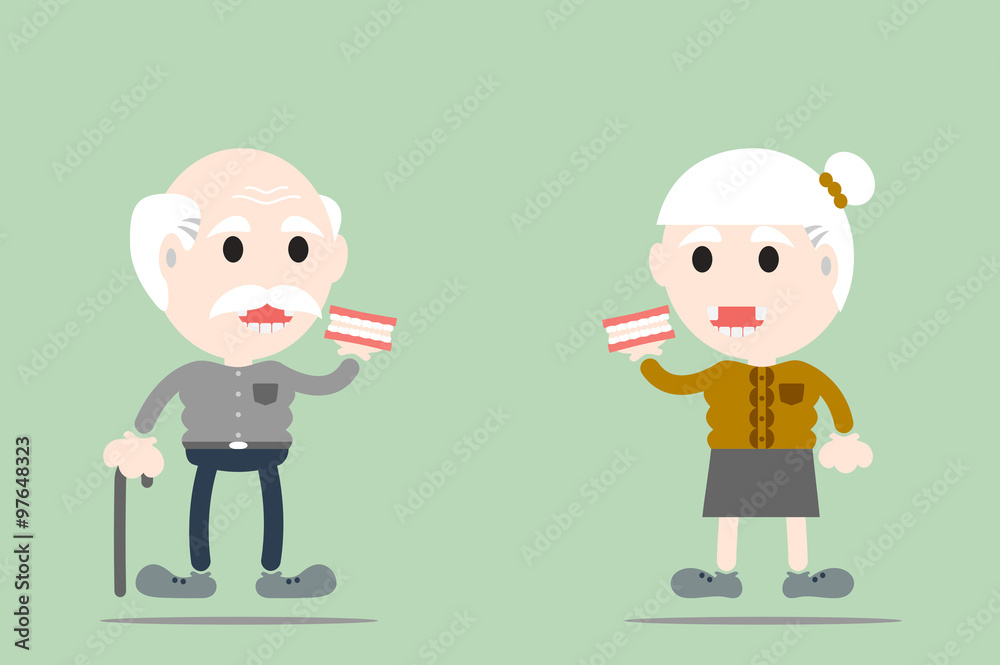 senior man and senior woman are holding denture senior man and senior woman are holding denture