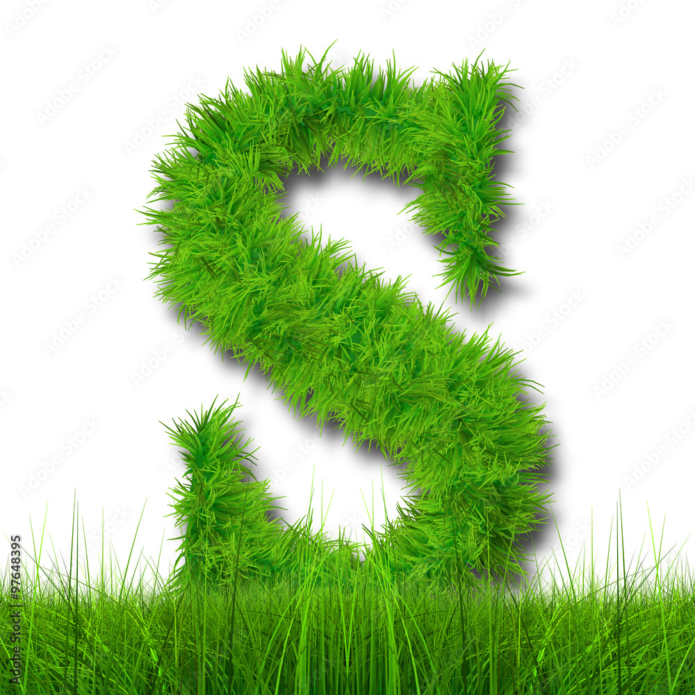Conceptual green grass 3D font isoalted Conceptual green grass 3D font isoalted