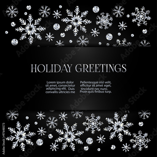 Beautiful background with silver snowflakes and place for text.