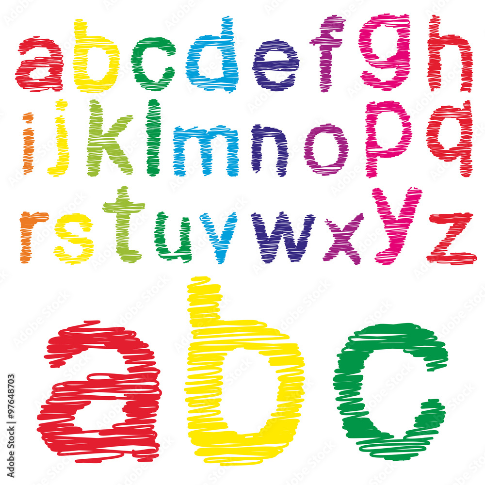 Conceptual sketch colorful child font collection Conceptual sketch colorful child font collection