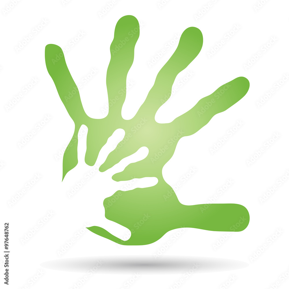 Conceptual mother and child hand print isolated Conceptual mother and child hand print isolated