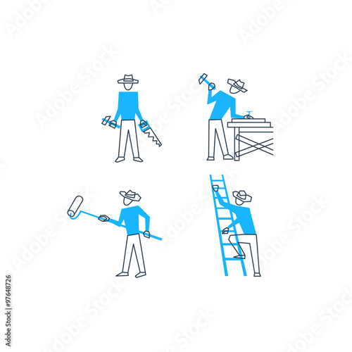 Builders and workers. Home improvement.