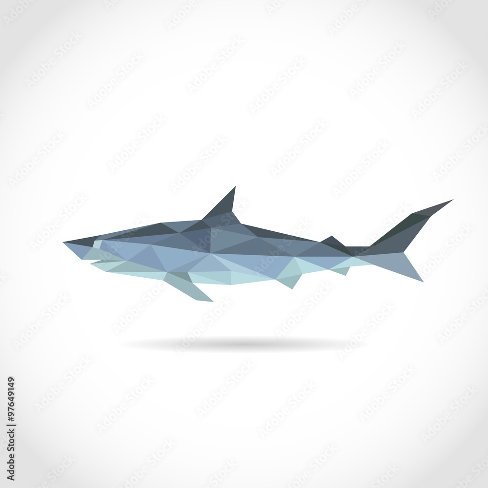 Polygon shark. low poly design in triangles Polygon shark. low poly design in triangles