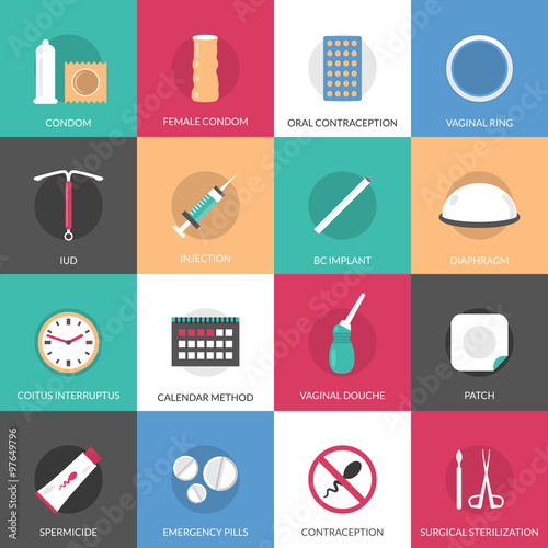 Contraception Methods Icons Set