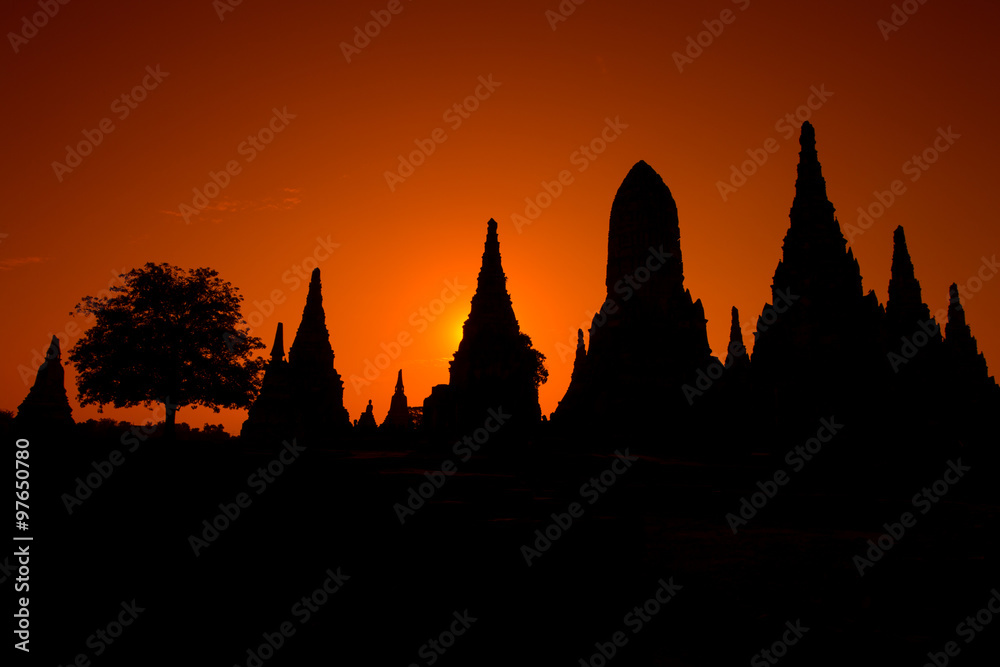 Ayudhaya old temple of Thailand at dawn