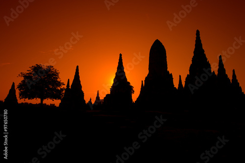 Ayudhaya old temple of Thailand at dawn
