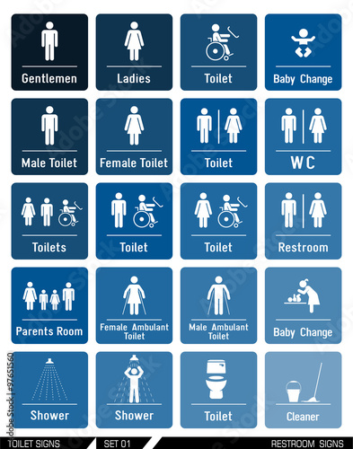 Set of toilet signs. Toilet labels.