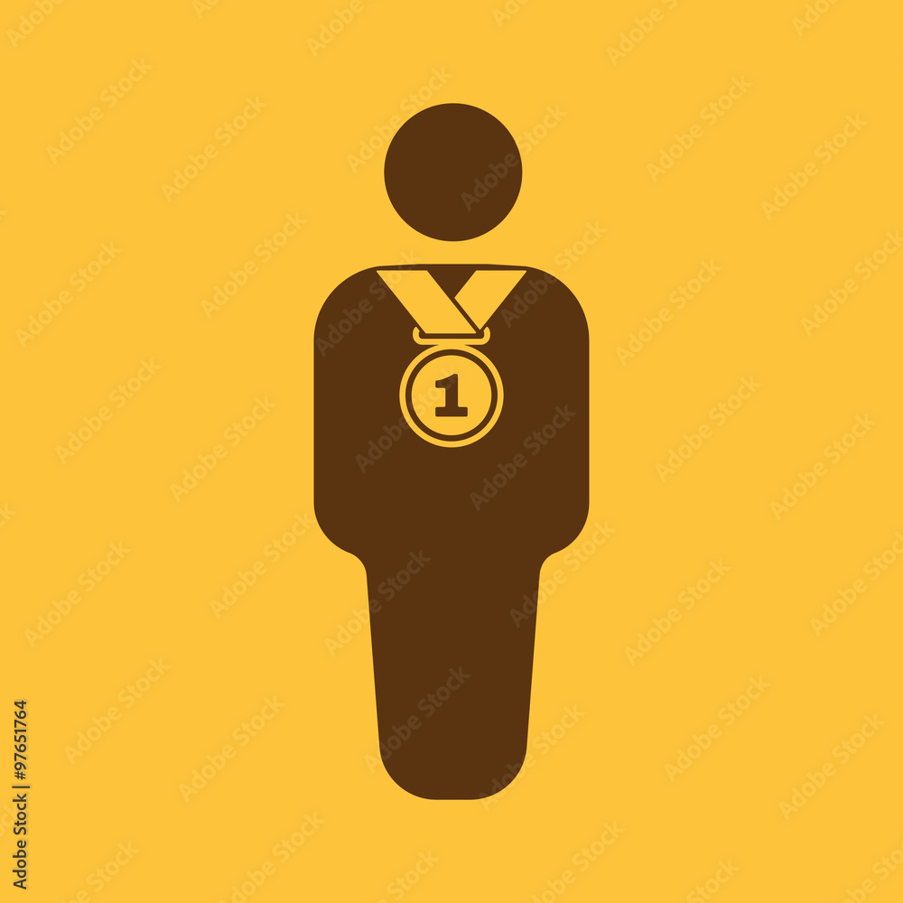 The winner avatar icon. Champion and award, prize, triumph symbol. Flat