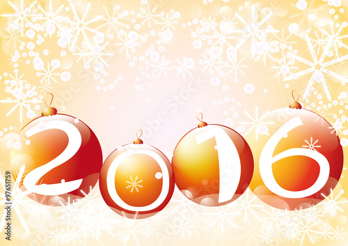 red christmas baubles wishing happy new 2016