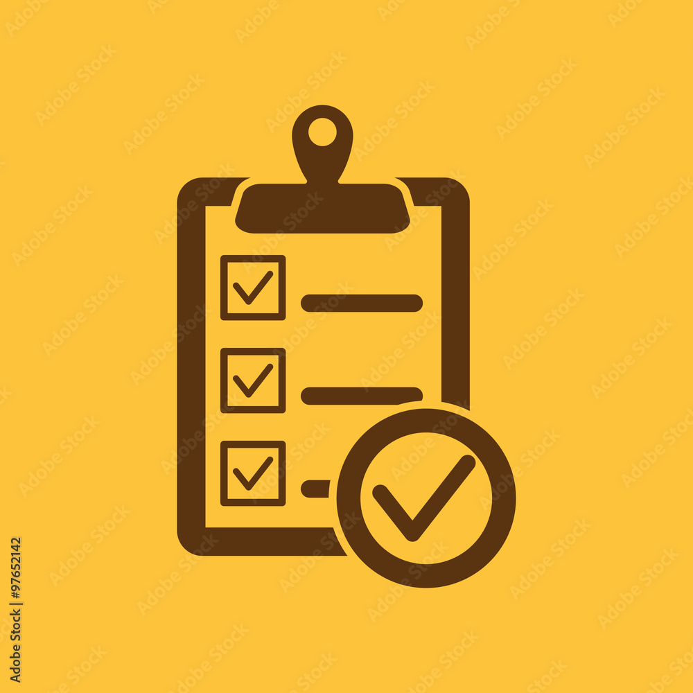The checklist icon. Clipboard symbol. Flat The checklist icon. Clipboard symbol. Flat