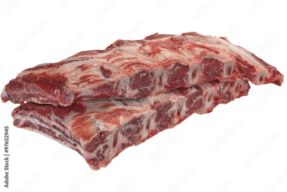 Beef Meat. Raw Black Angus Marbled Beef Ribs Isolated