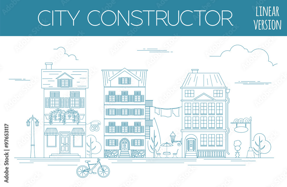 Great city map creator. Outline version. House constructor. Hous Great city map creator. Outline version. House constructor. Hous