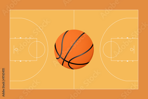 Basketball court. Basketball ball. Top View. 