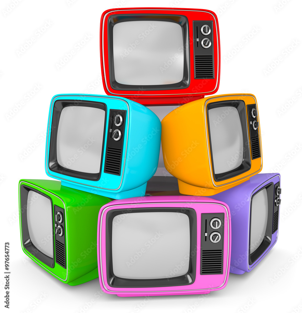 bunte Fernseher ausgeschaltet Stock-Illustration | Adobe Stock