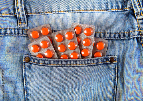 Fotografie Pills in the Jeans Pocket