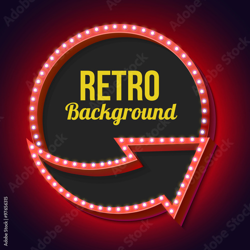 Volume retro circle with an arrow and light bulbs