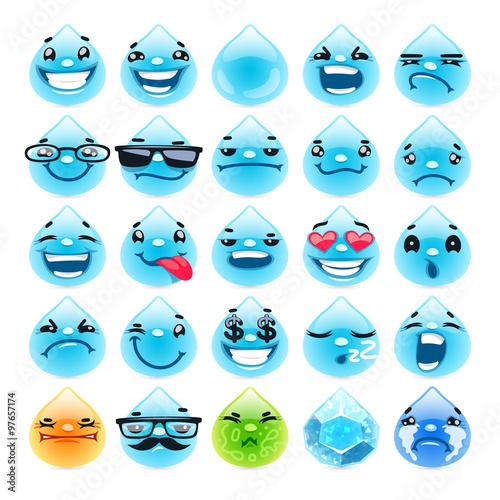 Cartoon Water Drops Emoticons
