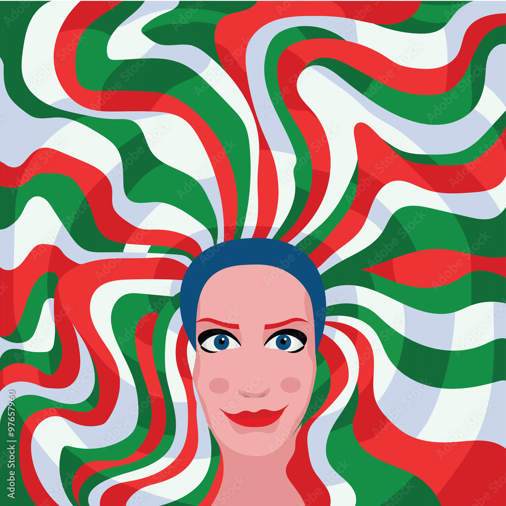 woman with green red white hair color
