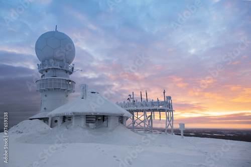 weather radar station on the top of the mountain - Finland, Luos