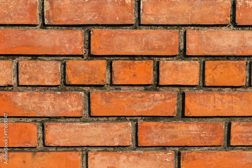 Closeup of the red brick wall