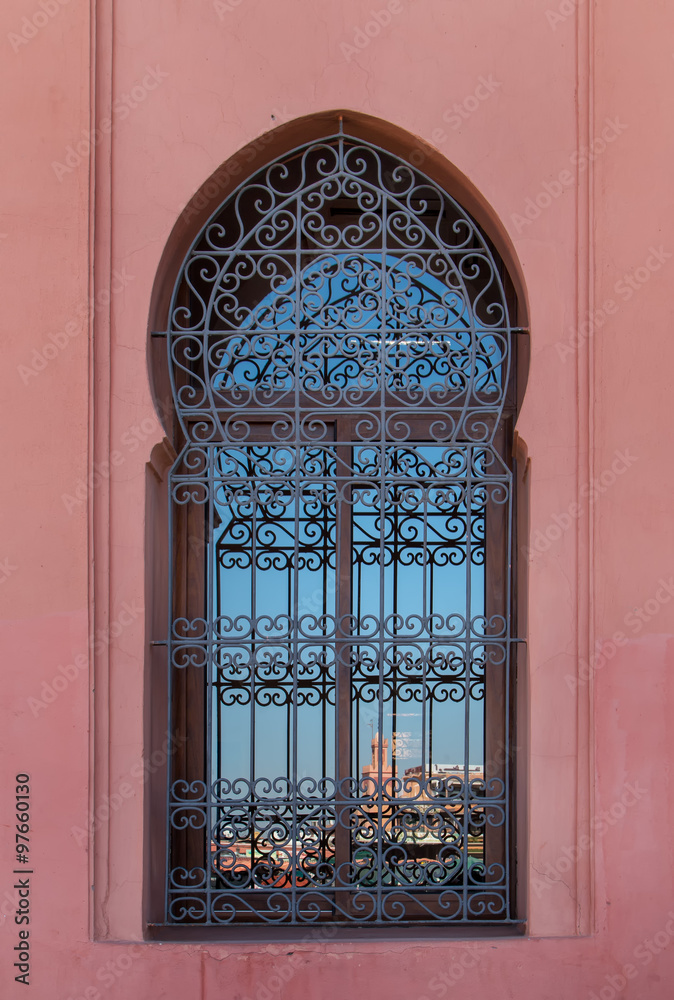 Traditional window with reflection, Marrakesh, Morocco Traditional window with reflection, Marrakesh, Morocco