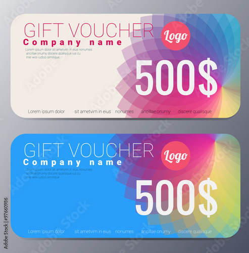 Gift voucher template with colorful modern style