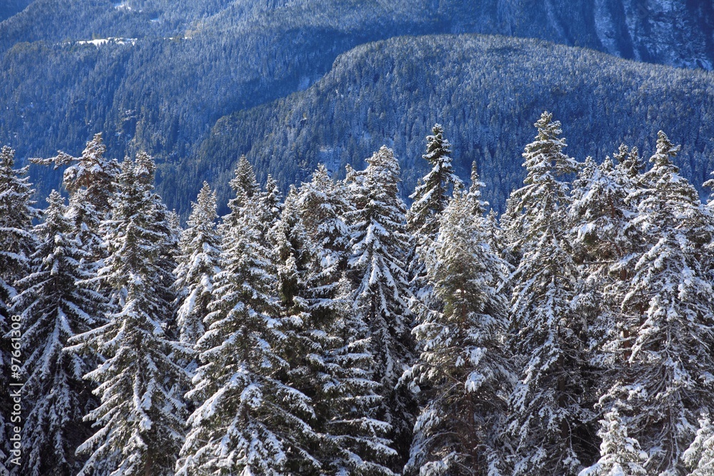 Winter landscape in Swiss Alps. Cari, Switzerland Winter landscape in Swiss Alps. Cari, Switzerland