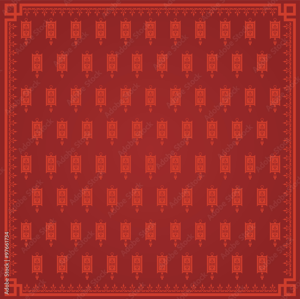 Vector red background with ornaments