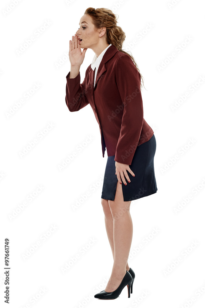 Fototapeta premium Businesswoman spreading gossips