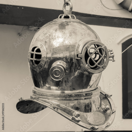 Copper old diving helmet photo