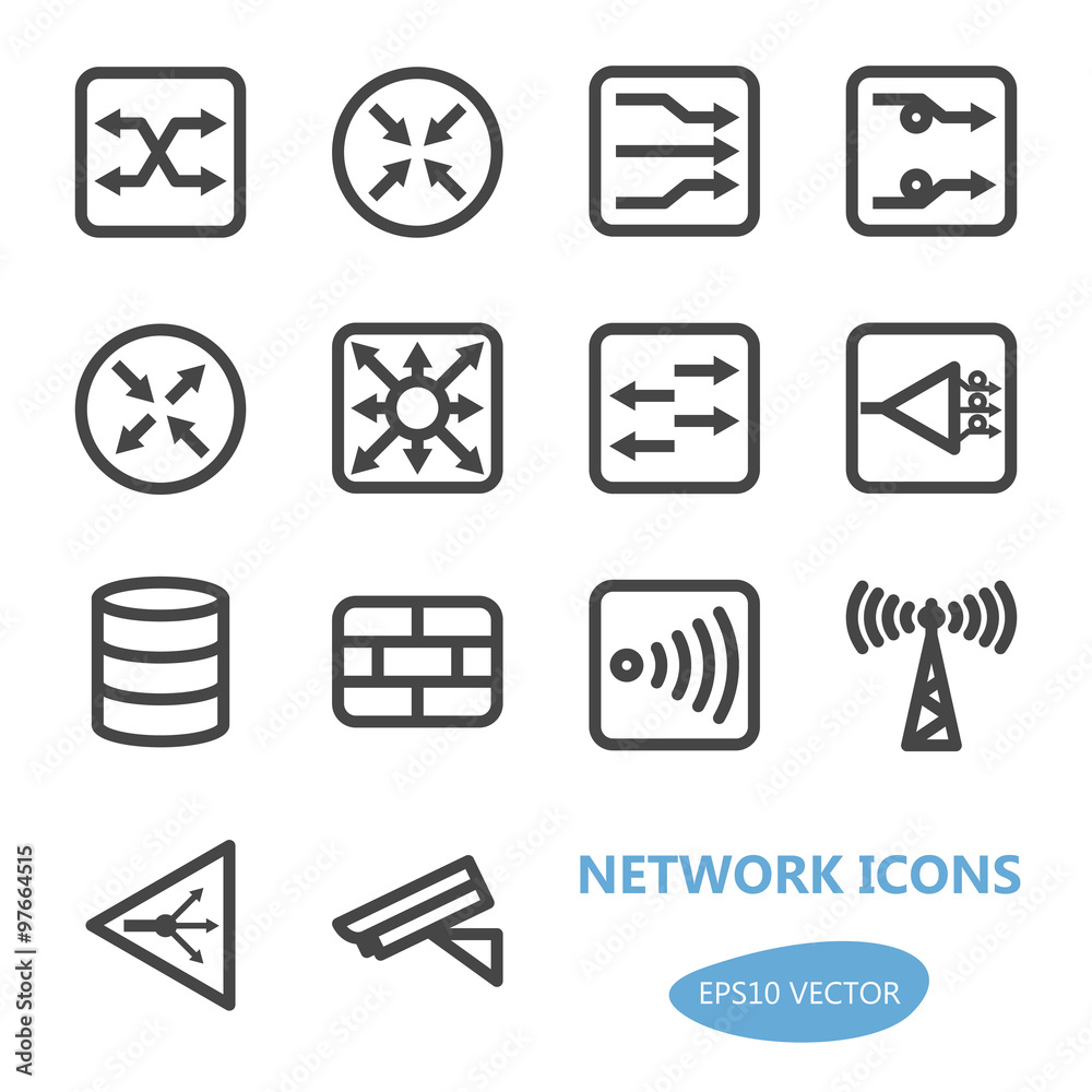 Network Devices Icon Set Stock Vector Adobe Stock