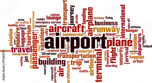 Airport word cloud concept. Vector illustration